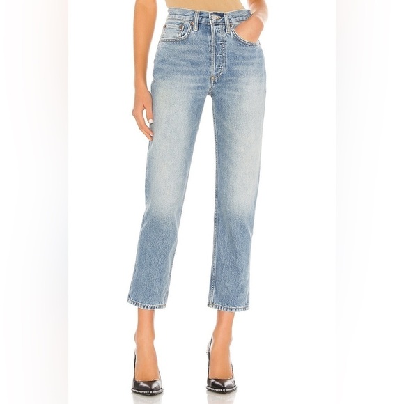 RE/DONE 70S HIGH  RISE STOVE PIPE STRAIGHT LEG JEANS 28 - Picture 2 of 11